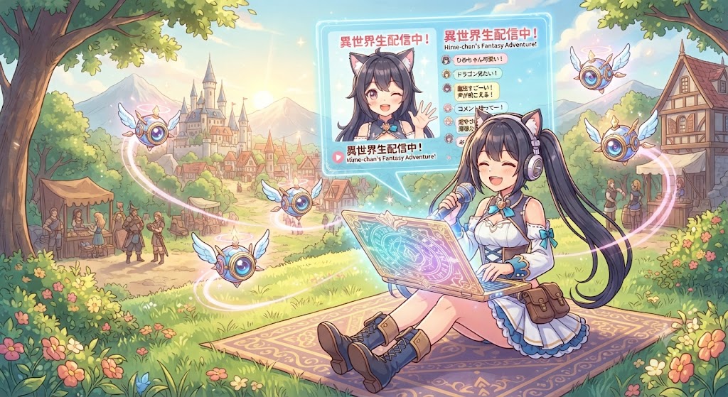 異世界で魔法の端末を使い配信するVTuber