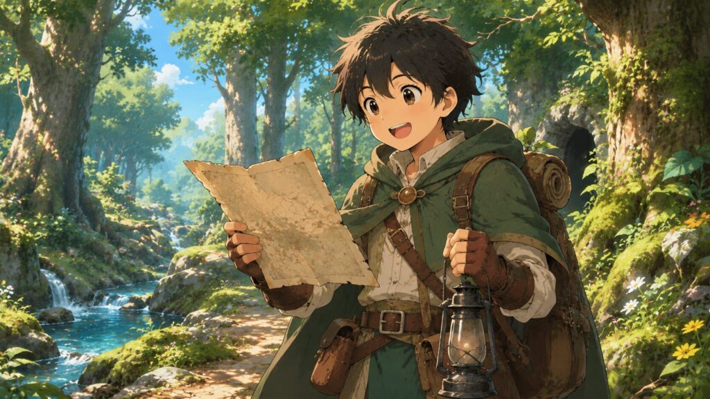 未開の森を探索する主人公